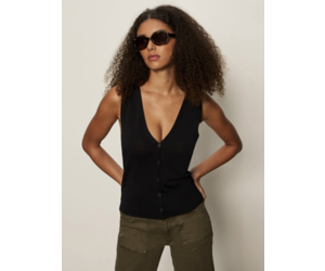 Knitted Button Front Top - The Denim Bar
