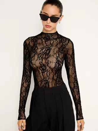 Good American Lace Mock Bodysuit