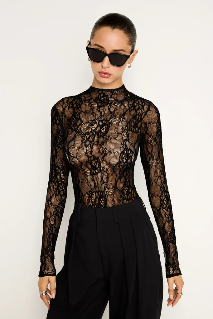 Good American Lace Mock Bodysuit