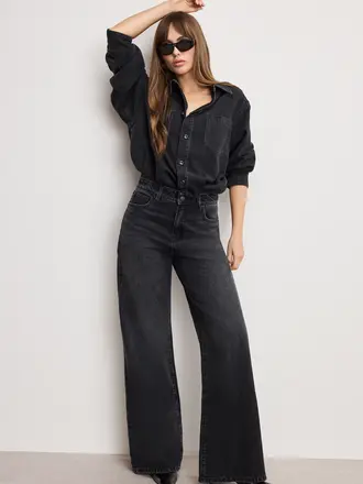 Good American Denim Shirt Jumpsuit