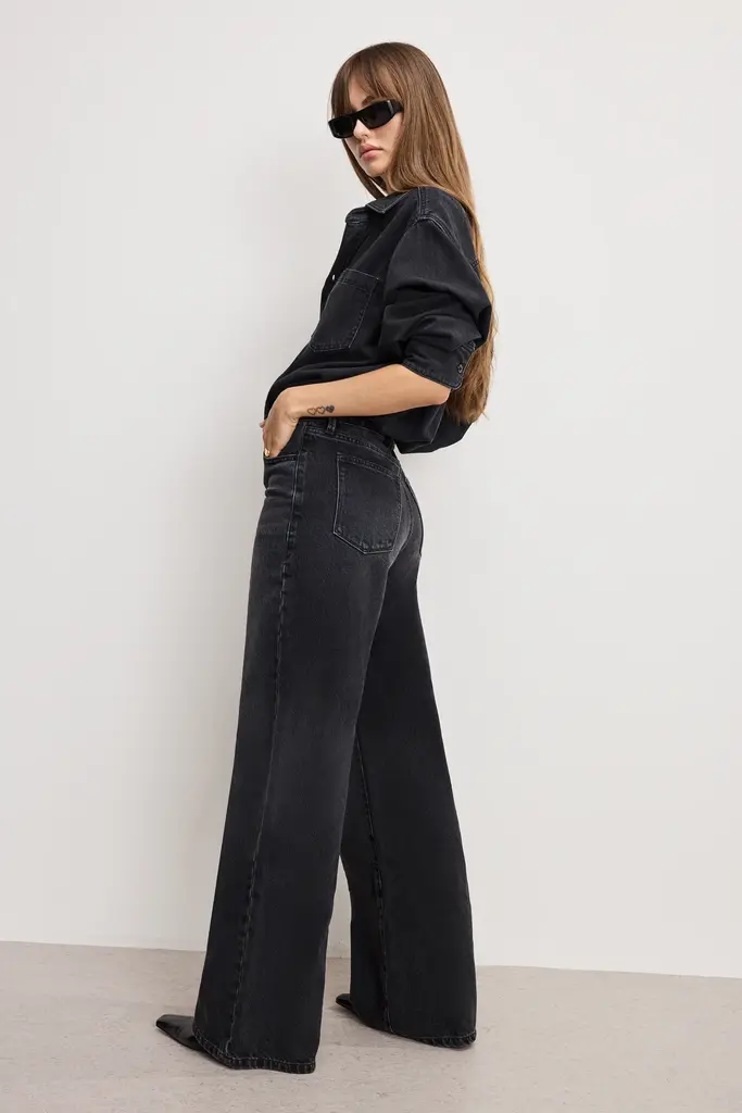 Good American Denim Shirt Jumpsuit