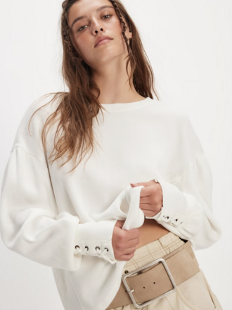 Free People Lapis Cuff Sweatshirt