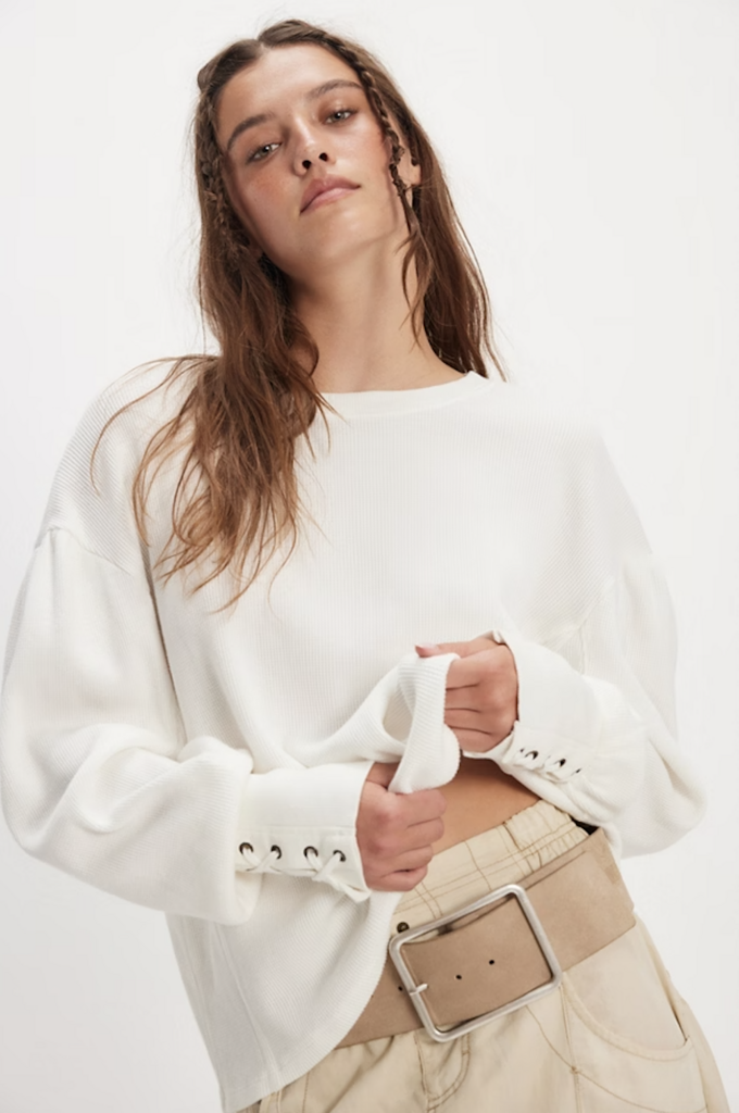 Free People Lapis Cuff Sweatshirt