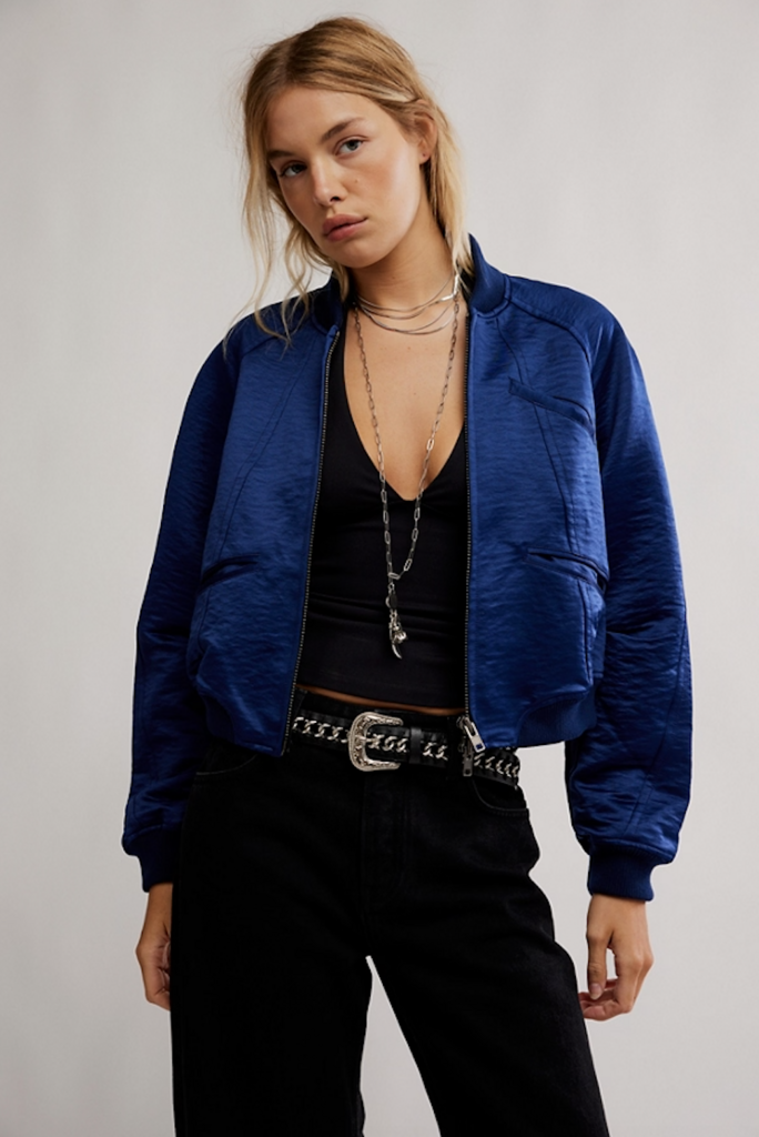 Free People Ellie Satin Bomber
