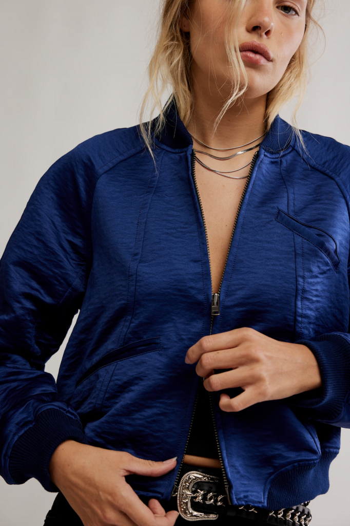 Free People Ellie Satin Bomber