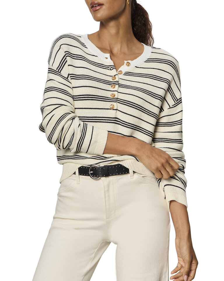 Sanctuary Striped Henley Sweater