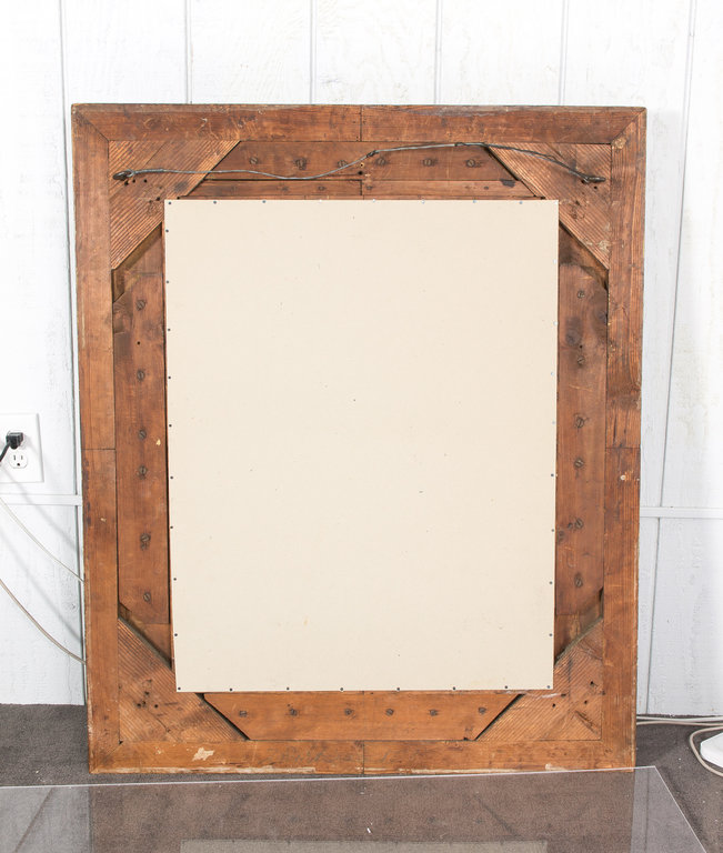 Antique Eglomise Mirror with Carved Wood Frame