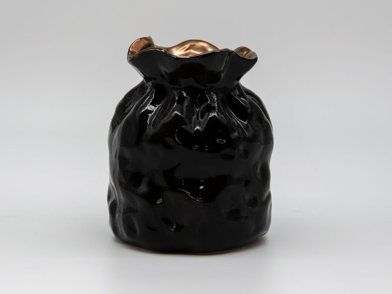 Black & Gold Bag Form Vase