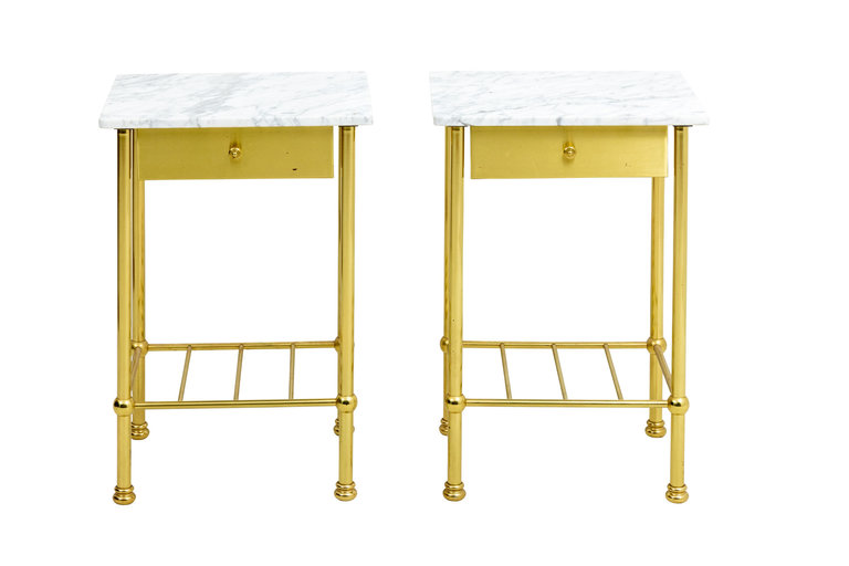 Pair of Brass and Marble Side Tables, TSHFR112001