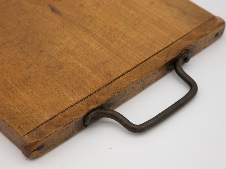Antique Chopping Board with Metal Handle, Large, circa 1900
