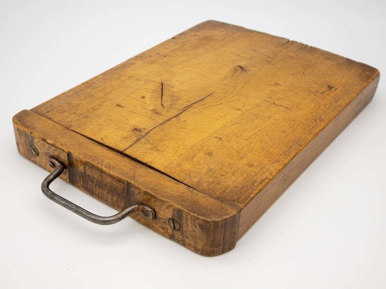 Antique Chopping Board with Metal Handle, Small, circa 1900