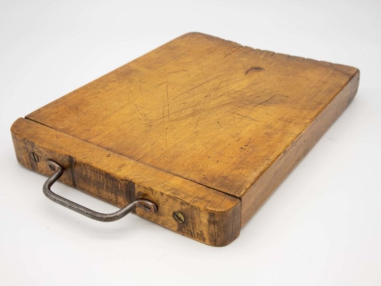 Antique Chopping Board with Metal Handle, Small, circa 1900