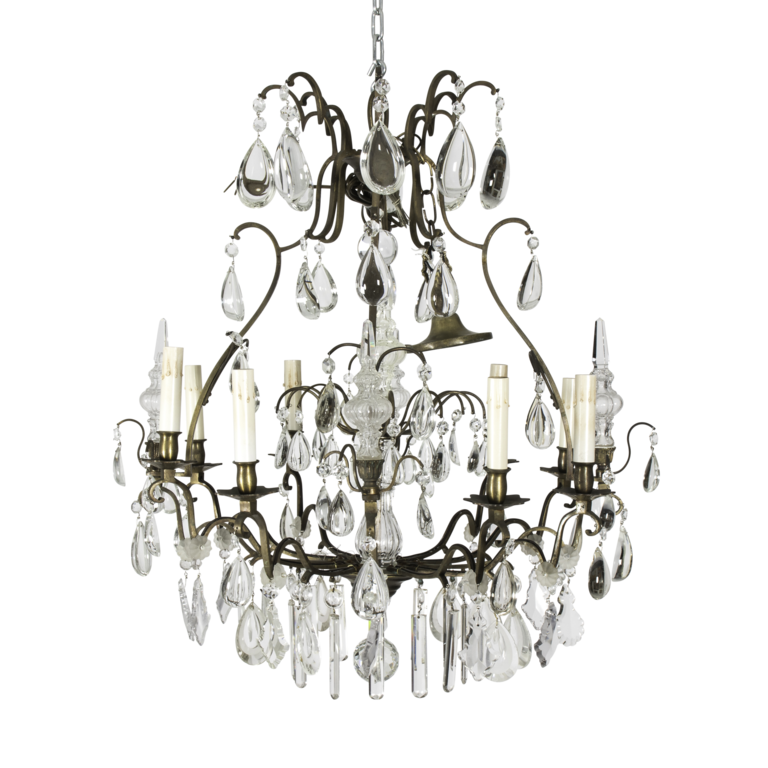 Crystal Chandelier with Original Candles, ca 1870