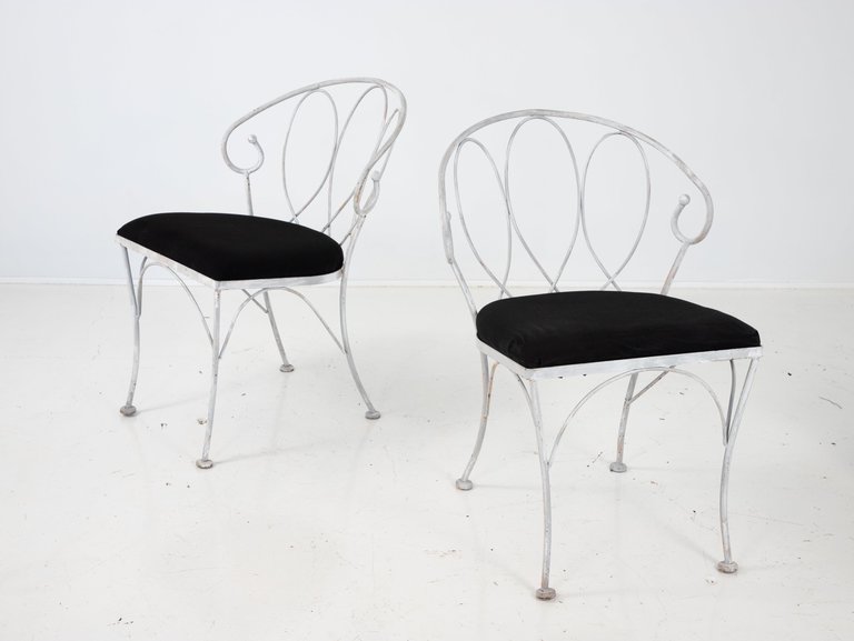 Set of 4 white Iron dining chairs