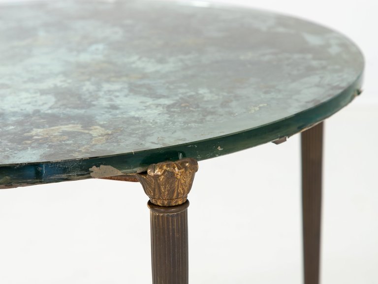 Mercury glass top table with metal base