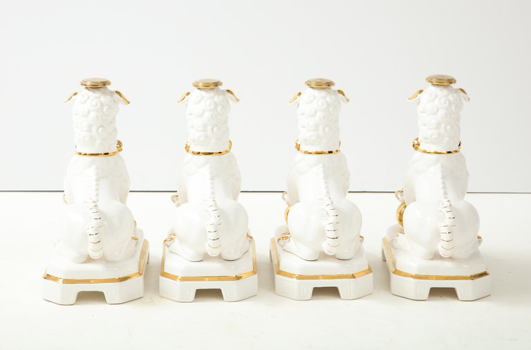 Ceramic White and Gold Foo Dog Cocktail Table