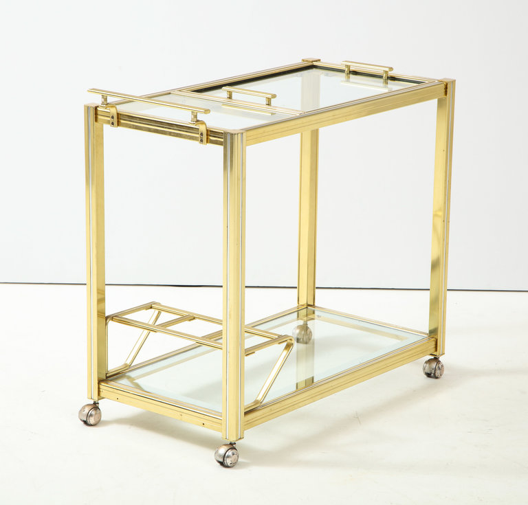 1970s glass trolley with tray