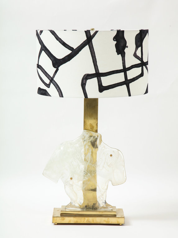 Contemporary Murano Transparent Glass Male Figure Table Lamp