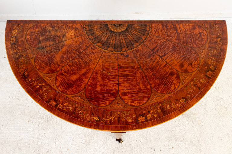 Late 19th c. Satinwood and Mahogany Demi-Lune