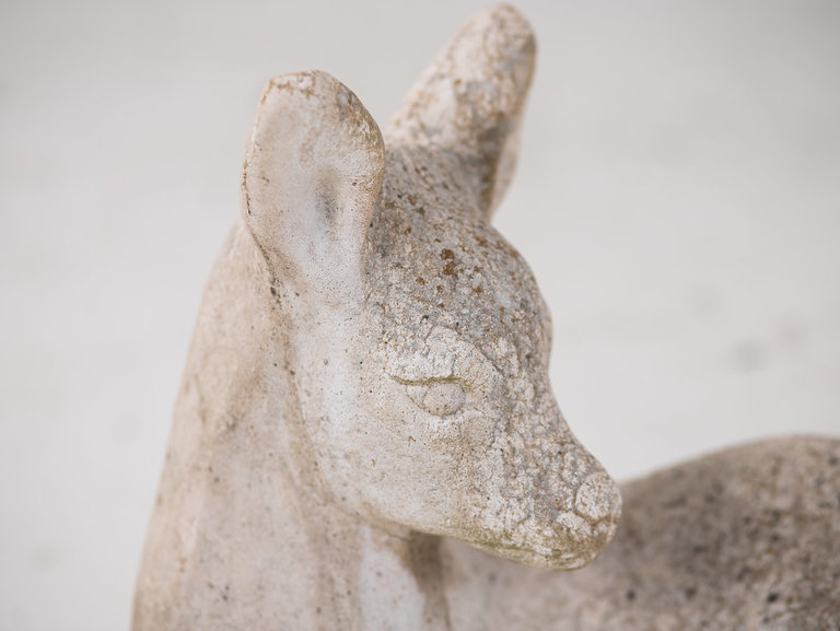 Small Cast Stone Fawn Deer Garden Ornament