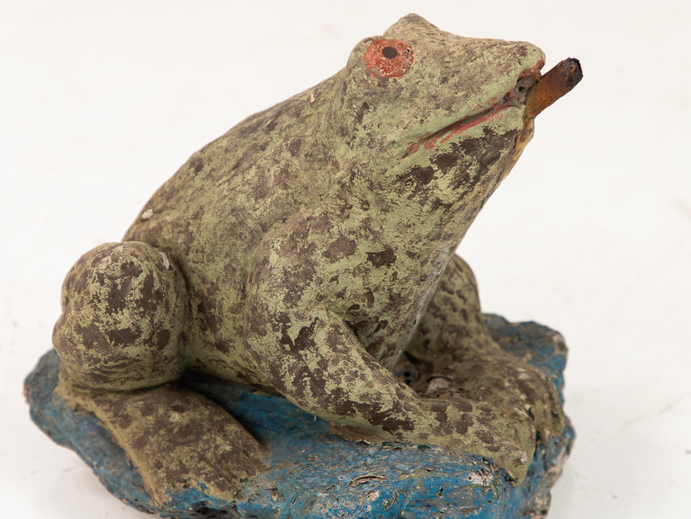 Vintage Cast Stone English Frog Fountain Head
