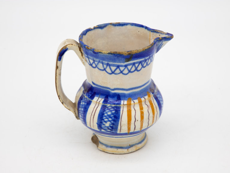 Blue and Yellow Striped Pitcher