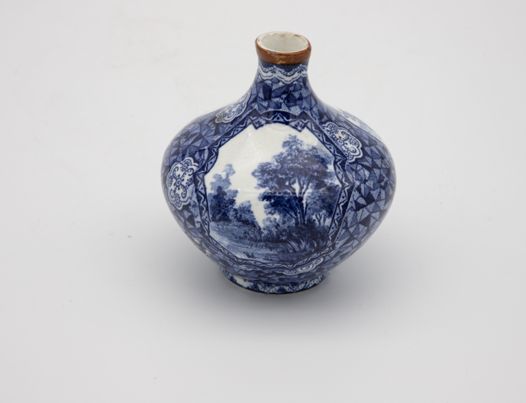Small Blue and White Asian Bud Vase