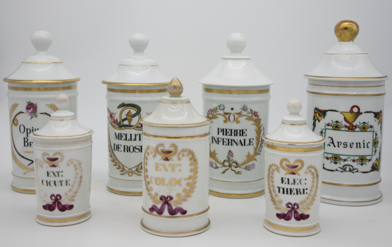 Set of 28 French Apothecary or Pharmacy Jars - 4 sets of 7