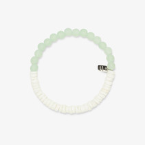 Puka Shell and Frosted Bead Stretch Bracelet Mint