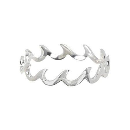 PuraVida Wave Band Ring Silver Sz 5