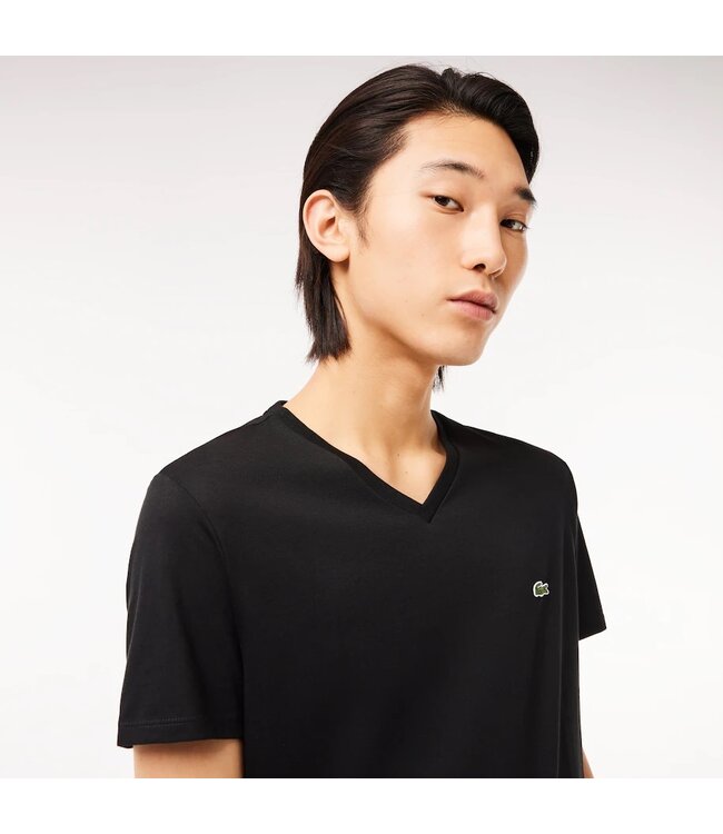 Lacoste T-SHIRT COL V EN JERSEY DE COTON PIMA UNI TH6710 NOIR 031