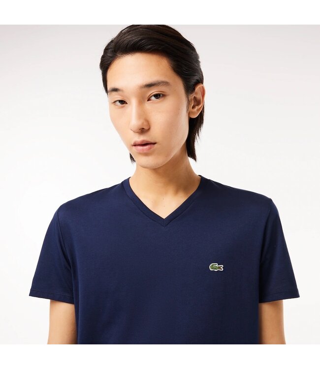 Lacoste T-SHIRT COL V EN JERSEY DE COTON PIMA UNI TH6710 MARINE 166