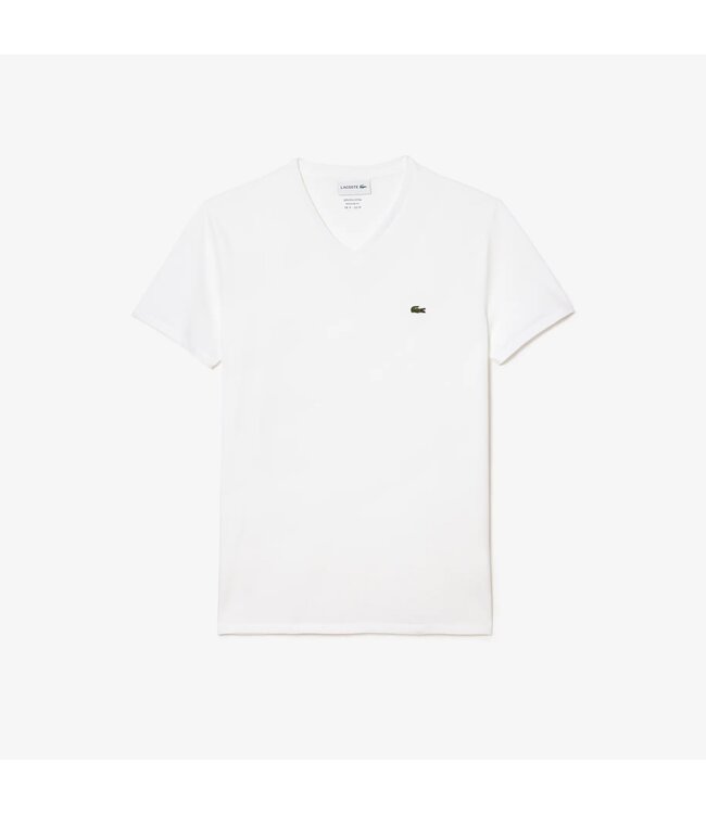 Lacoste T-SHIRT COL V EN JERSEY DE COTON PIMA UNI TH6710 BLANC 001