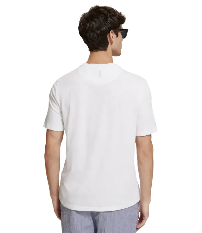 Scotch & Soda T-shirt en coton et lin 175657 0002 WHITE