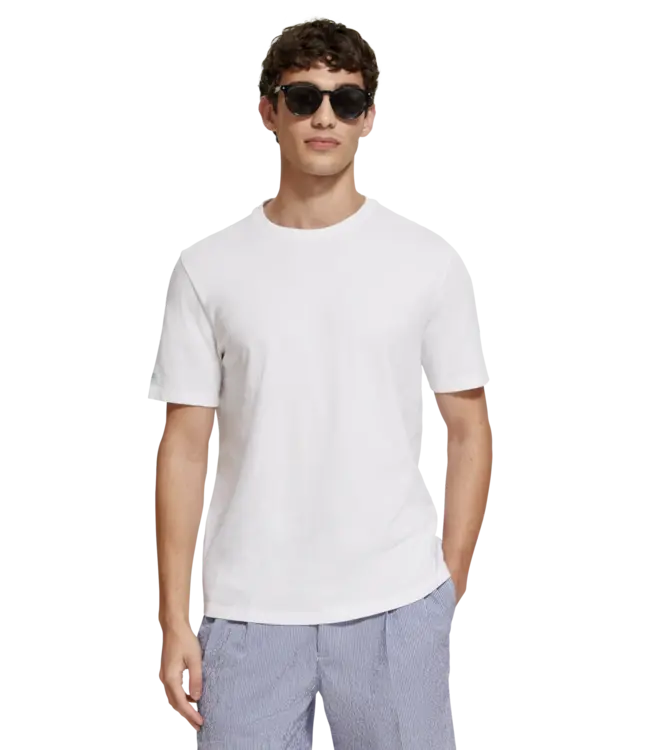Scotch & Soda T-shirt en coton et lin 175657 0002 WHITE