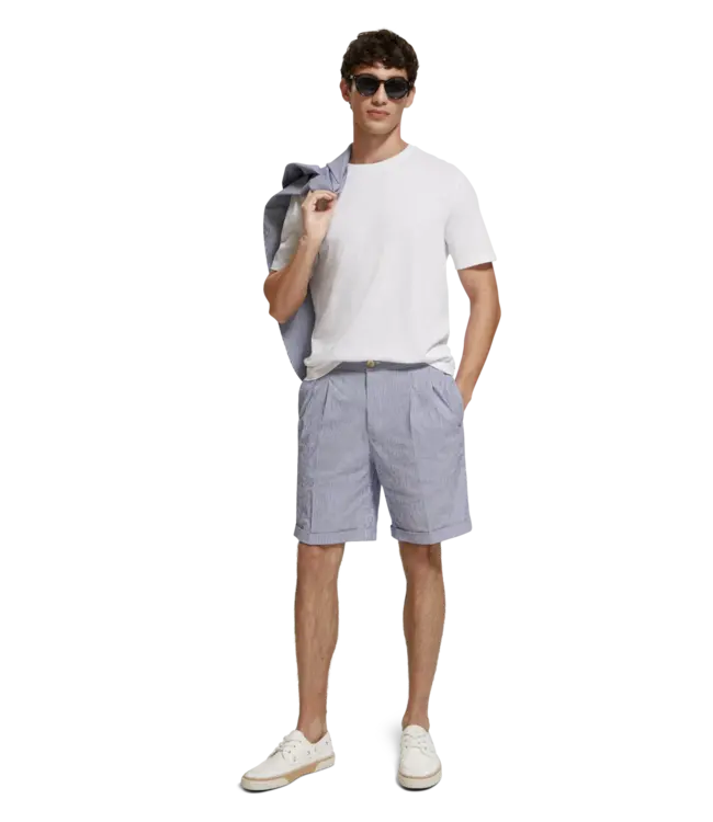 Scotch & Soda T-shirt en coton et lin 175657 0002 WHITE