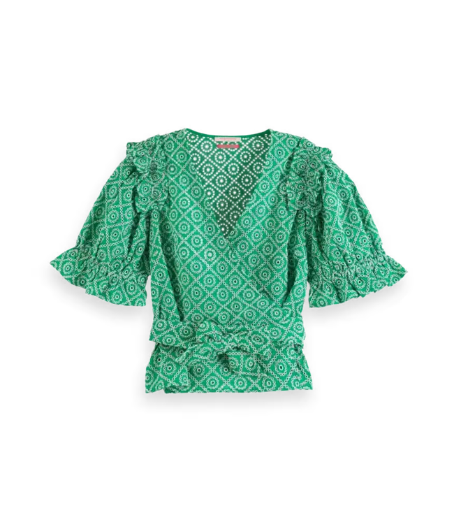 Scotch & Soda Haut cache-cœur en broderie anglaise