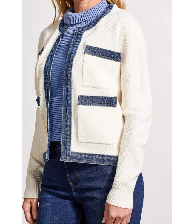 Tribal VESTE PULL EN TRICOT AVEC BORDURE EN DENIM 5660O/5130 1397