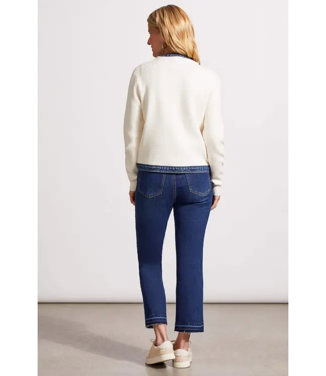 Tribal VESTE PULL EN TRICOT AVEC BORDURE EN DENIM 5660O/5130 1397