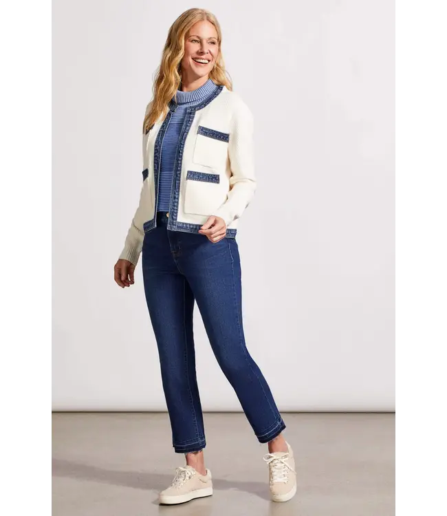 Tribal VESTE PULL EN TRICOT AVEC BORDURE EN DENIM 5660O/5130 1397