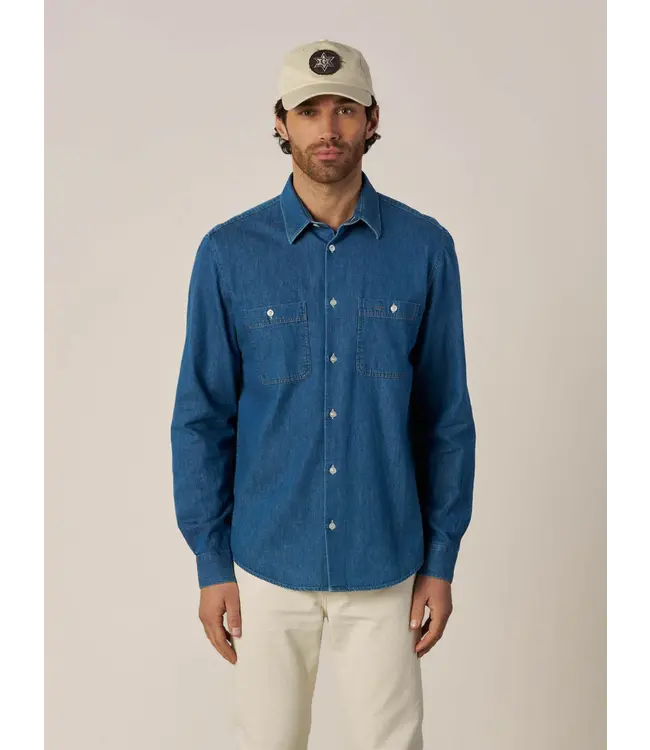 Mos Mosh Gallery Chemise en jean de printemps MMGGibson 502682/FA24 BLUE DENIM