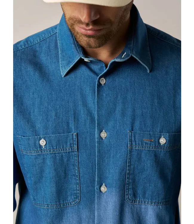 Mos Mosh Gallery Chemise en jean de printemps MMGGibson 502682/FA24 BLUE DENIM