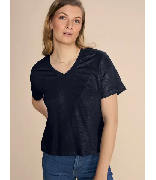 Mos Mosh Débardeur bleu marine MMCasa V-SS Foil Tee