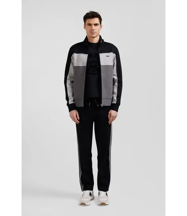 Eden Park Sweat-shirt zippé régulier en coton mélangé tricolore noir H24MAISW0021NOIR