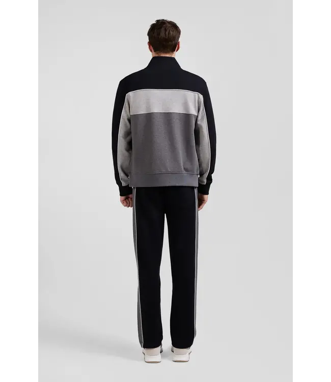 Eden Park Sweat-shirt zippé régulier en coton mélangé tricolore noir H24MAISW0021NOIR