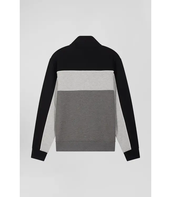 Eden Park Sweat-shirt zippé régulier en coton mélangé tricolore noir H24MAISW0021NOIR