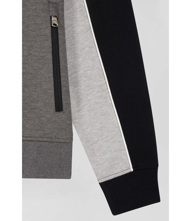 Eden Park Sweat-shirt zippé régulier en coton mélangé tricolore noir H24MAISW0021NOIR