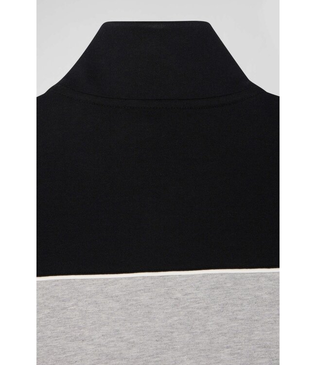 Eden Park Sweat-shirt zippé régulier en coton mélangé tricolore noir H24MAISW0021NOIR