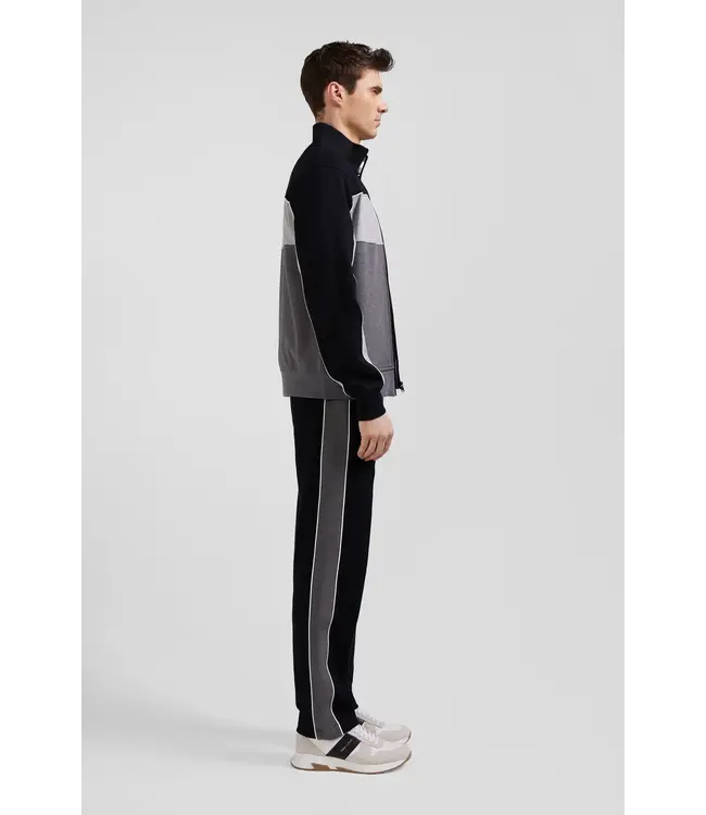 Eden Park Sweat-shirt zippé régulier en coton mélangé tricolore noir H24MAISW0021NOIR