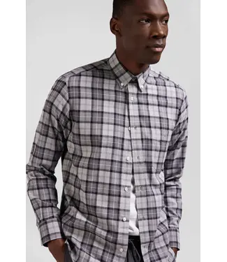 Eden Park Chemise régulière en coton à carreaux gris
